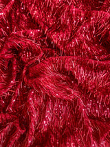 Fringe Sequin on Mesh Red