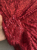 Fringe Sequin on Mesh Red