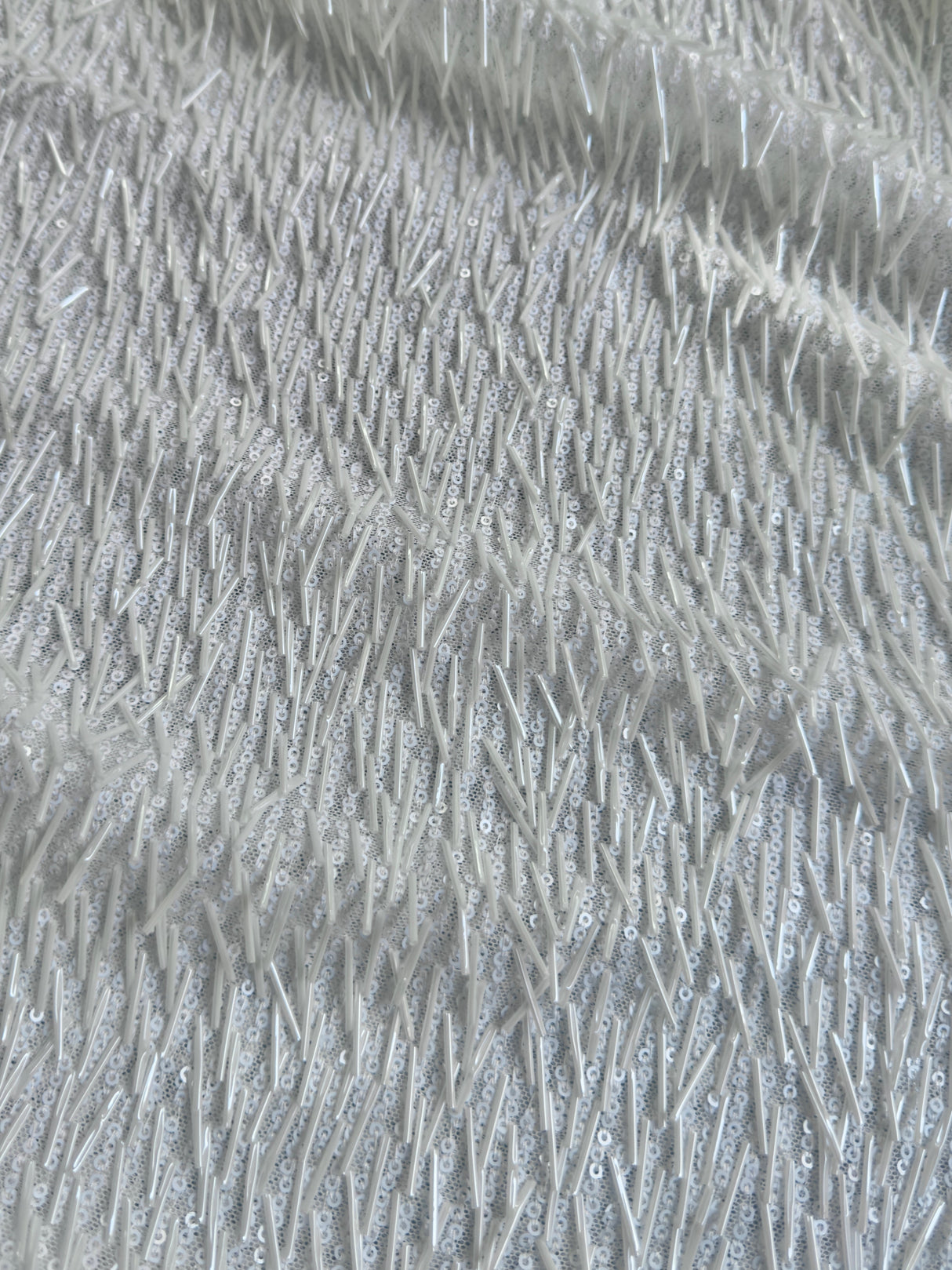 White Fringe Sequin on Mesh
