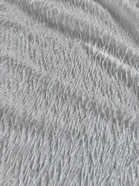 White Fringe Sequin on Mesh