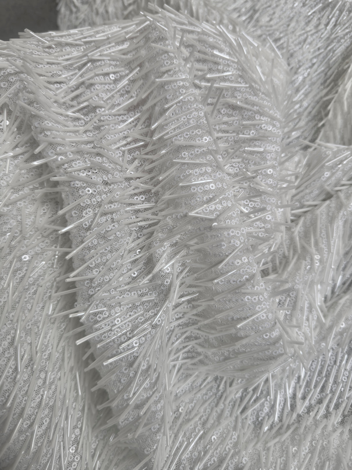 White Fringe Sequin on Mesh