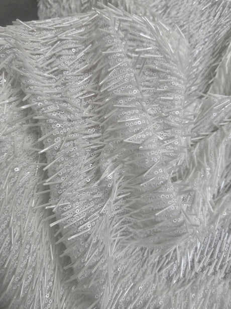 White Fringe Sequin on Mesh
