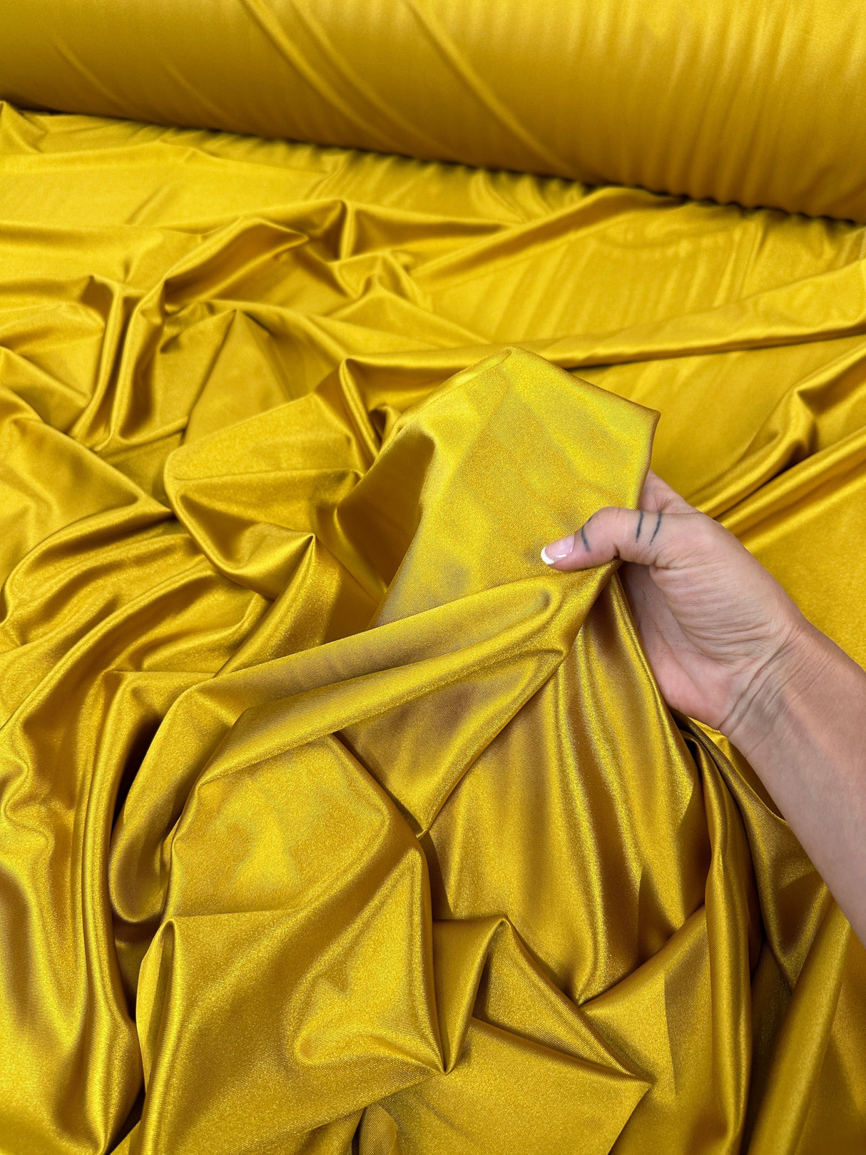 Shiny Nylon Spandex Mustard Gold