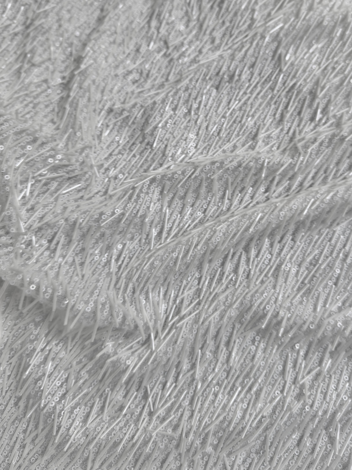White Fringe Sequin on Mesh