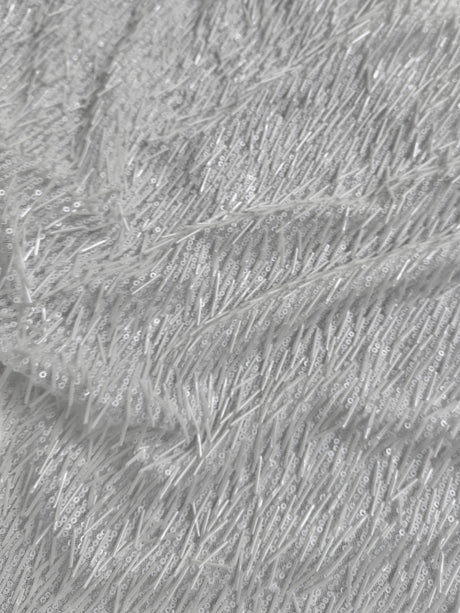 White Fringe Sequin on Mesh