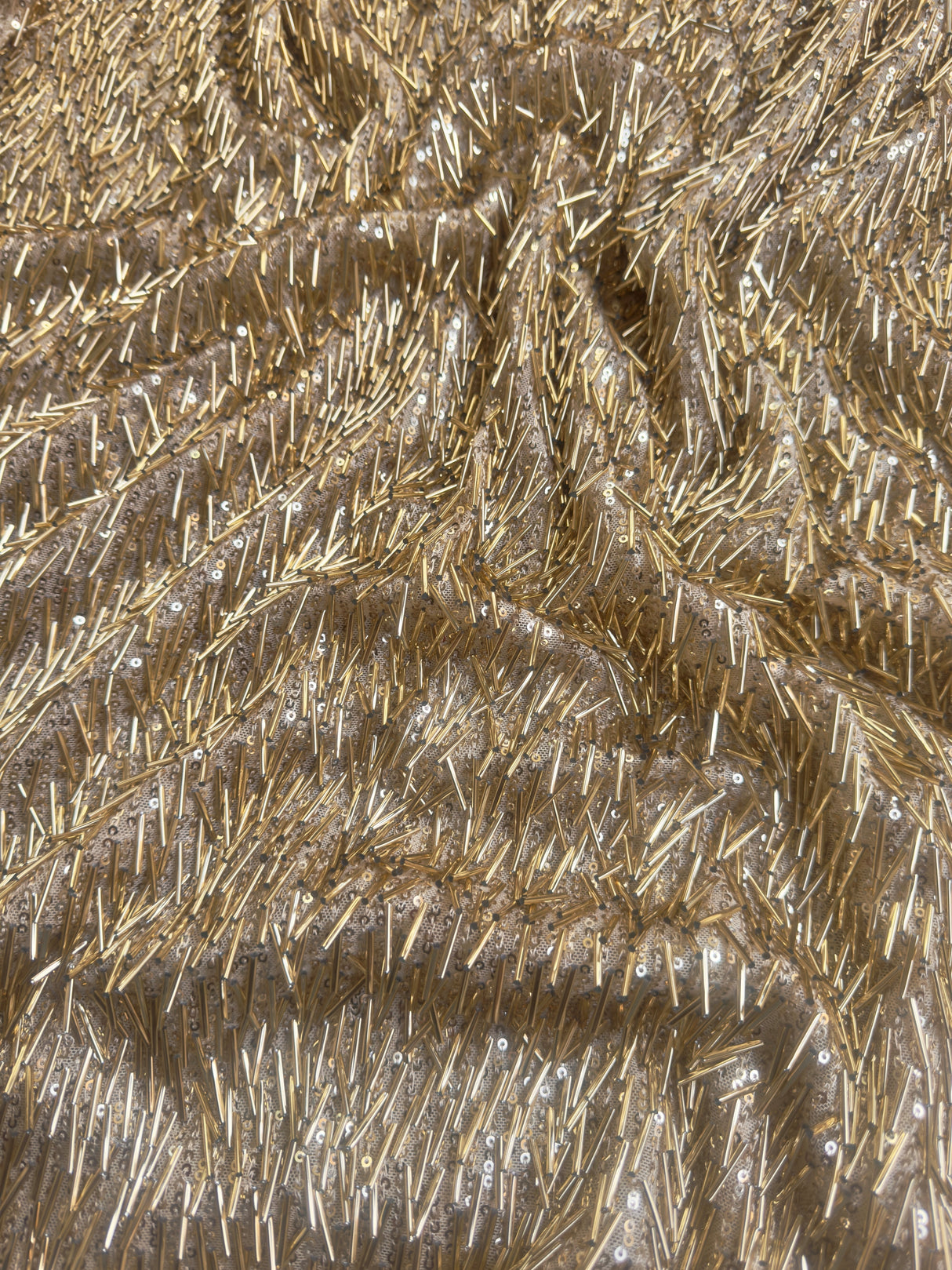 Gold Fringe Sequin on Mesh