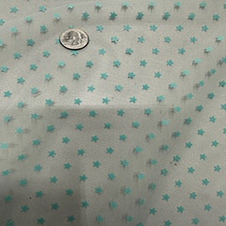 Polyester Mesh Glitter Little Star Fabric Mint 60"