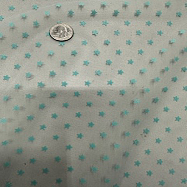 Polyester Mesh Glitter Little Star Fabric Mint 60"