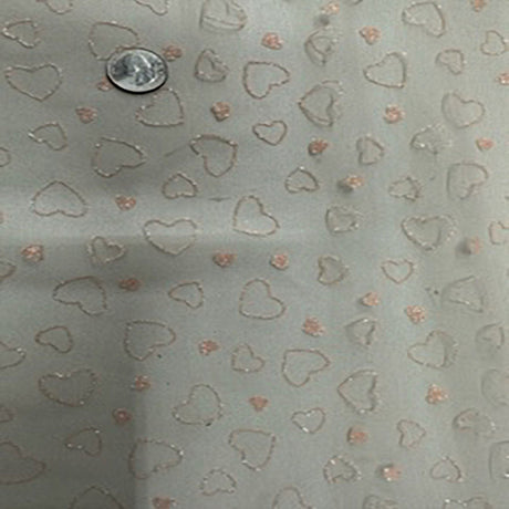 Polyester Mesh Glitter Heart Fabric 60" Blush