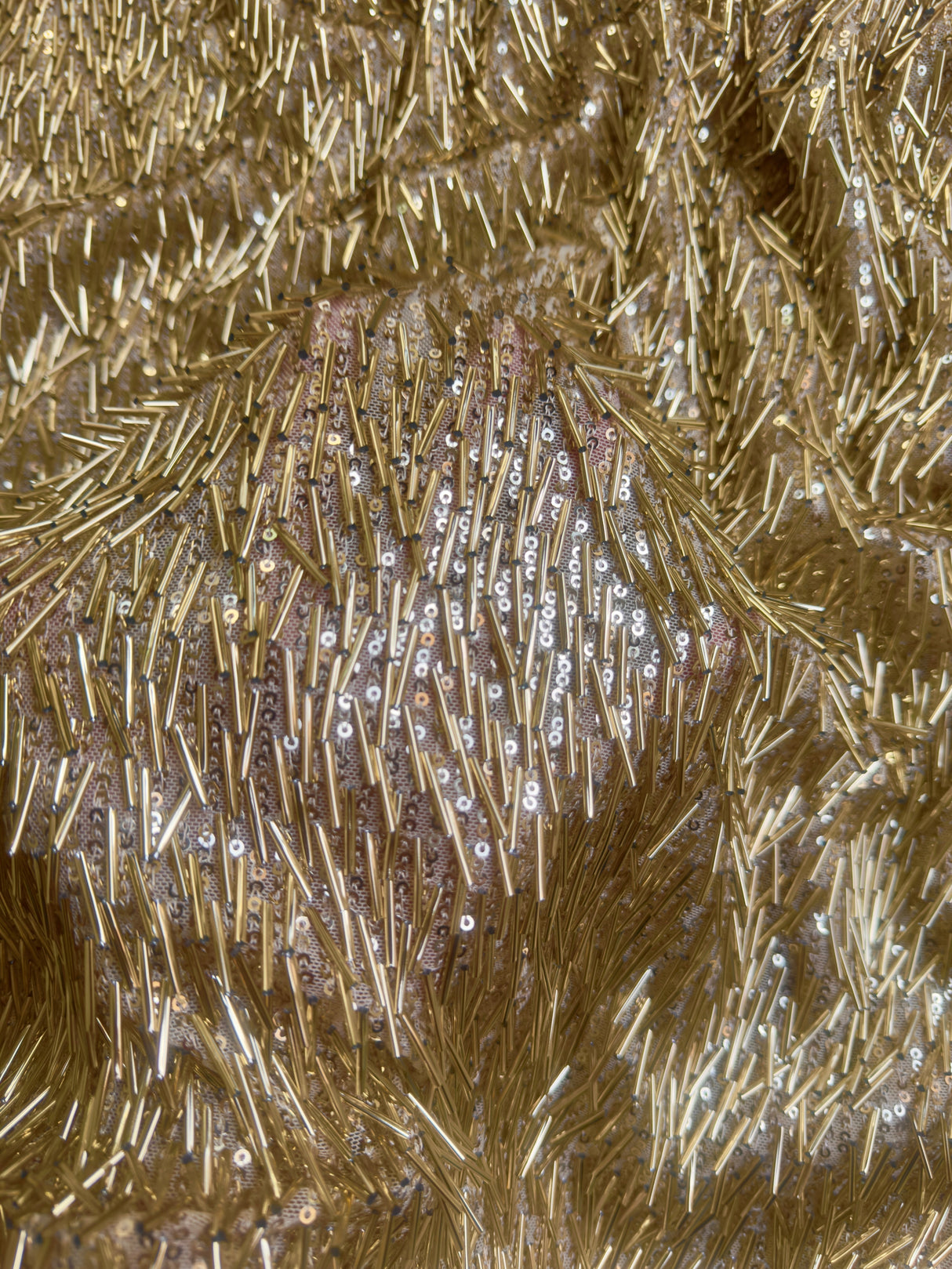 Gold Fringe Sequin on Mesh