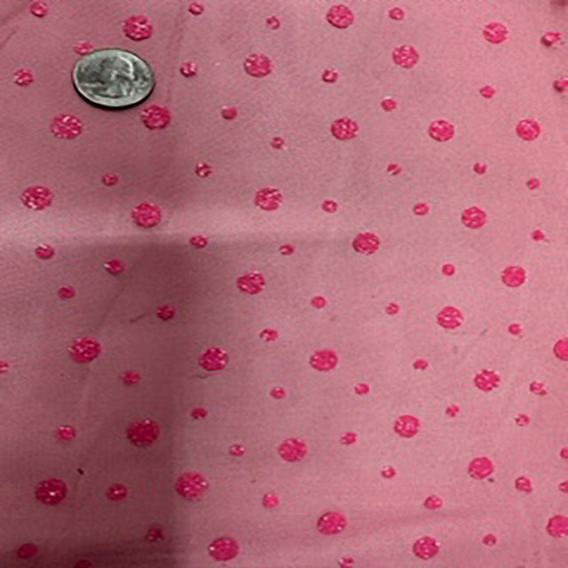 Polyester Mesh Glitter Dot Fabric Hot Pink 60"