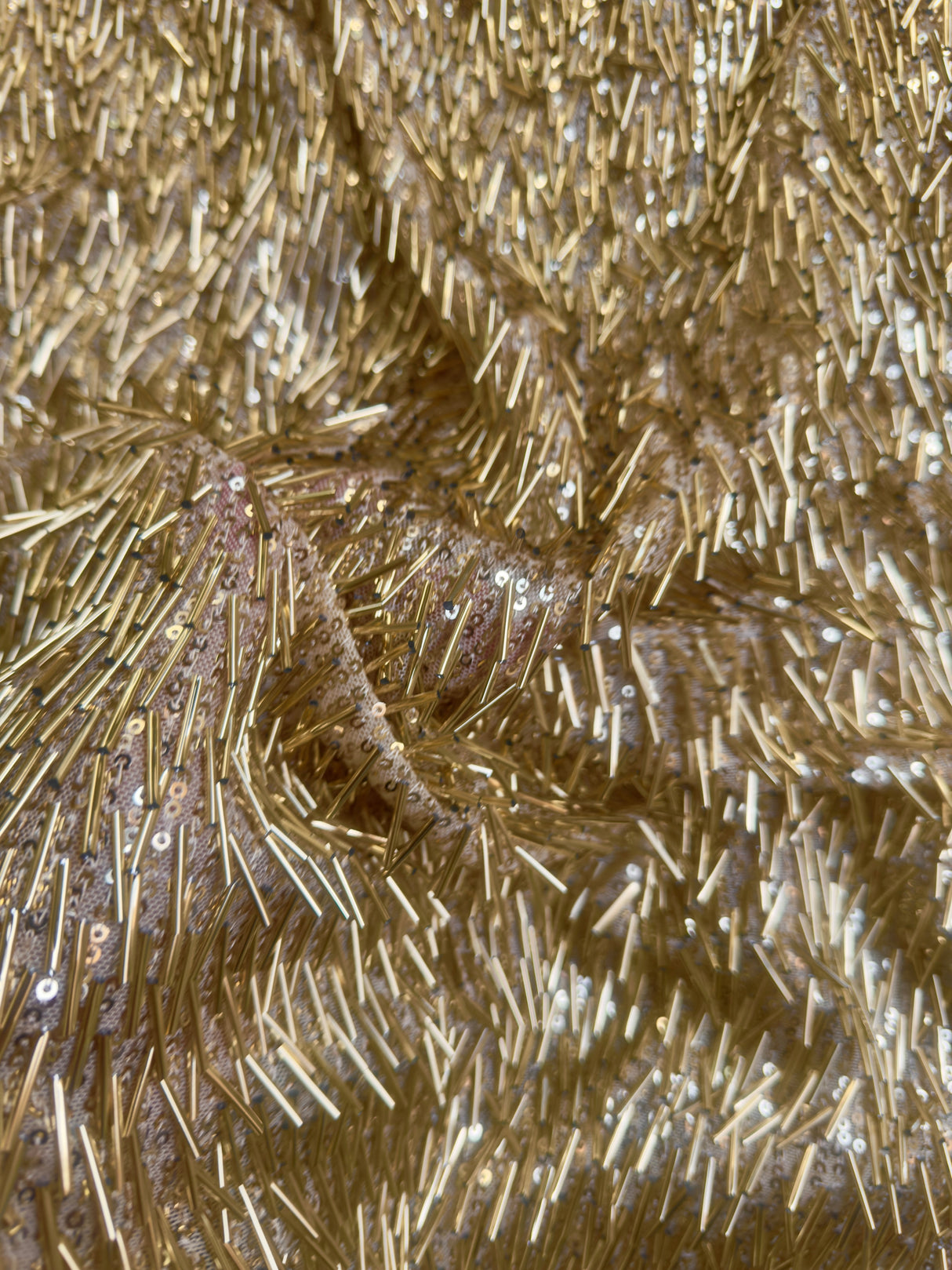 Gold Fringe Sequin on Mesh