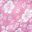 Hawaiian White Hibiscus Foliage Pink Anti Pill Premium Fleece Fabric,