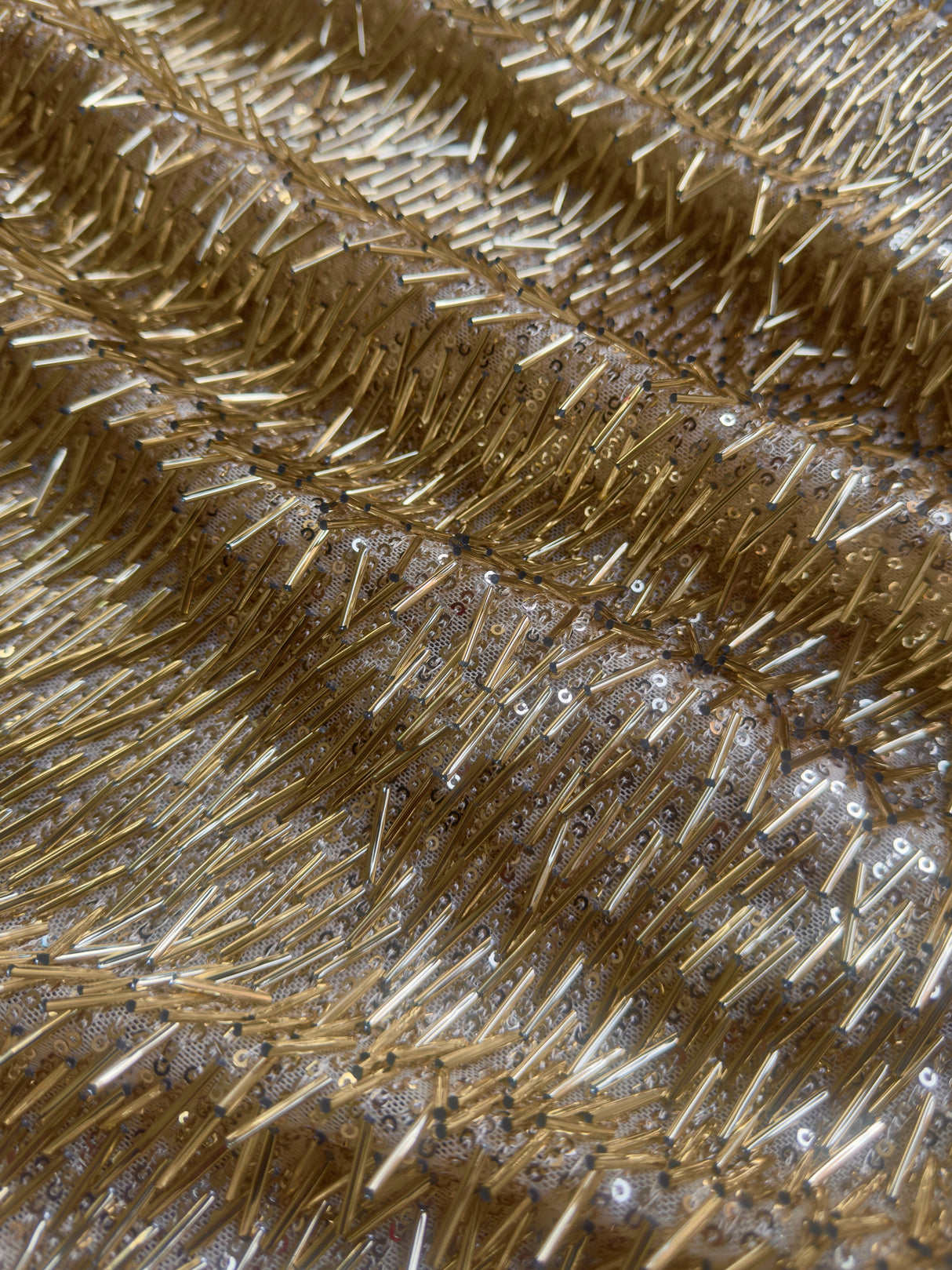 Gold Fringe Sequin on Mesh