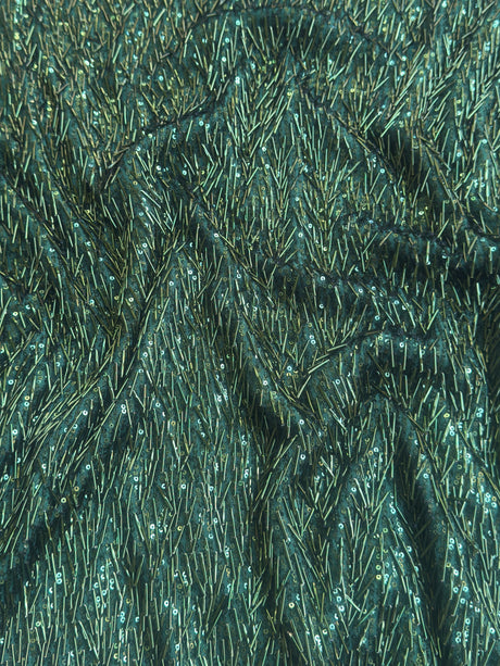 Fringe Sequin on Mesh Emerald Green