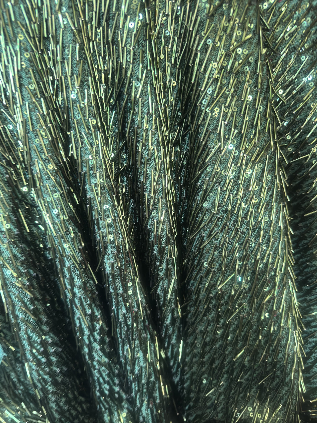 Fringe Sequin on Mesh Emerald Green
