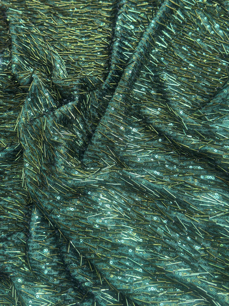 Fringe Sequin on Mesh Emerald Green