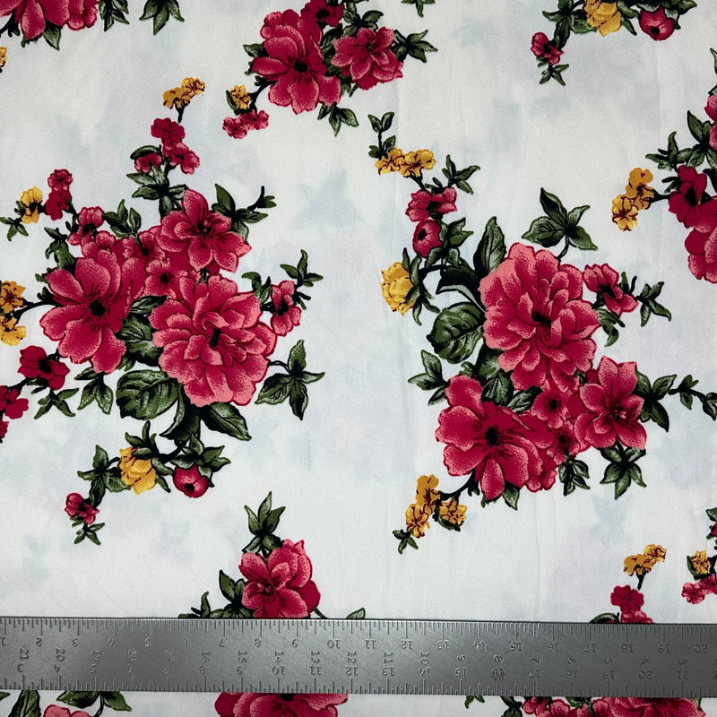 1 Yard Techno Crepe Knit Floral Print Fabric Lightweight Stretch 60 Inch Width