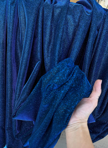 Navy Stretch Metallic Lurex