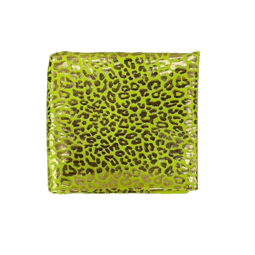 Sahara Leopard Foil Print Nylon Spandex Fabric - Gold/Silver Leopard Print, 58" Width (1 Yard)