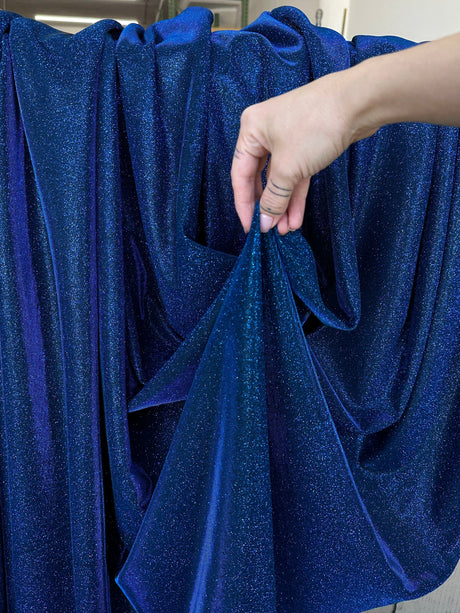 Navy Stretch Metallic Lurex