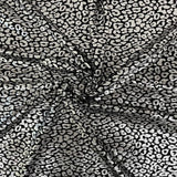 Sahara Leopard Foil Print Nylon Spandex Fabric - Gold/Silver Leopard Print, 58" Width (1 Yard)