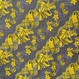 Diagonal Hibiscus Plumeria Sea Turtle Swirl Design Peachskin Fabric - Multi Color Tropical Print, 45" Width (1 Yard)