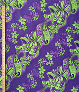 Peachskin Fabric Diagonal Hibiscus Plumeria Sea Turtle Swirl