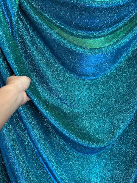 Teal Iridescent Stretch Metallic Lurex