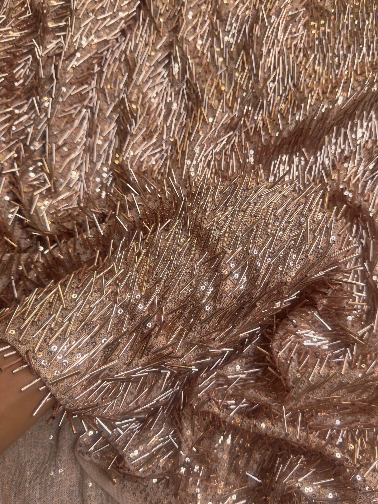 Fringe Sequin on Mesh Rose Gold