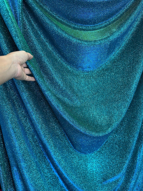 Teal Iridescent Stretch Metallic Lurex