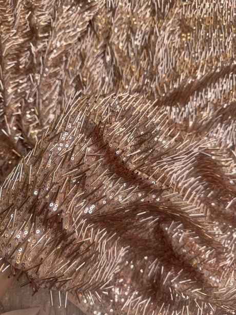 Fringe Sequin on Mesh Rose Gold