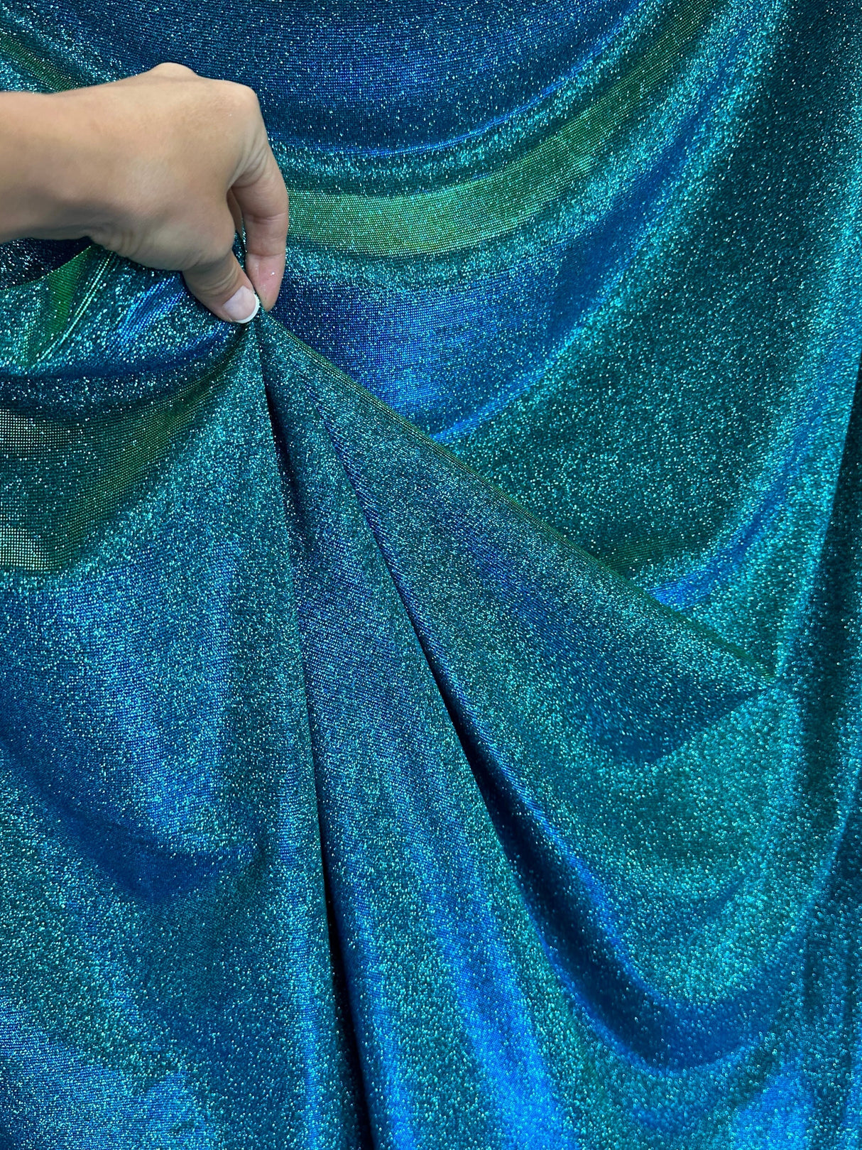 Teal Iridescent Stretch Metallic Lurex
