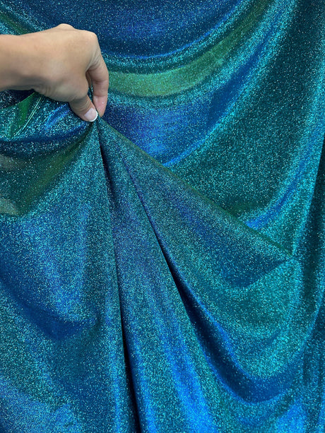 Teal Iridescent Stretch Metallic Lurex