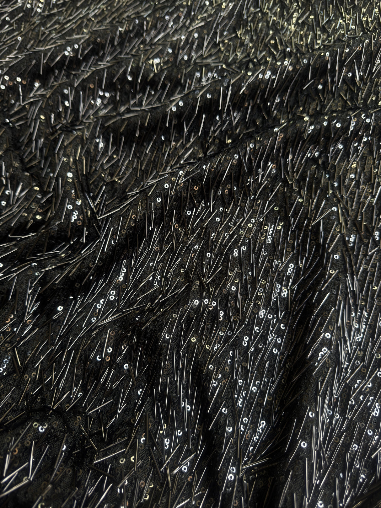 Black Fringe Sequin on Mesh