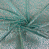 Sahara Leopard Foil Print Nylon Spandex Fabric - Gold/Silver Leopard Print, 58" Width (1 Yard)