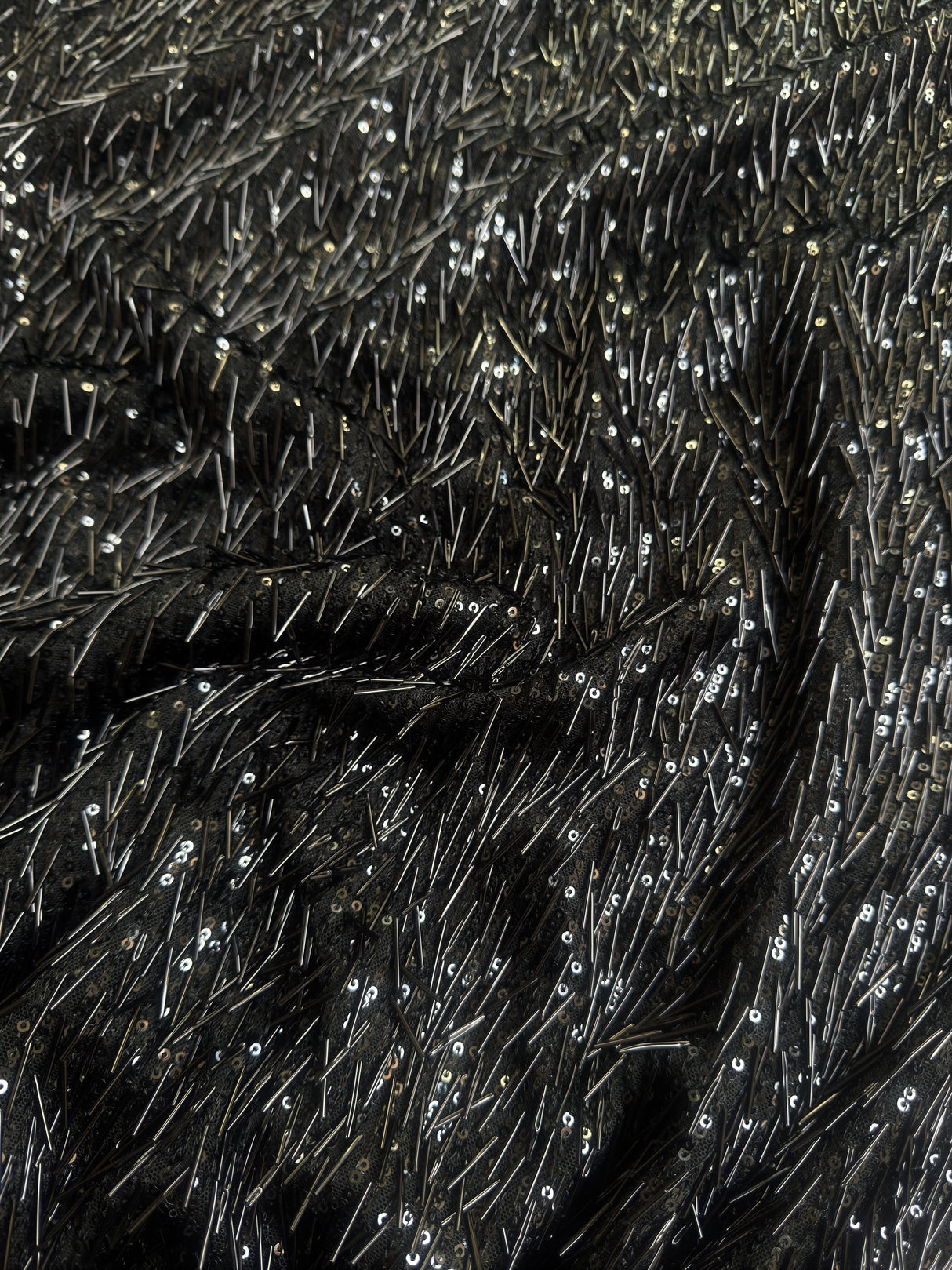 Black Fringe Sequin on Mesh