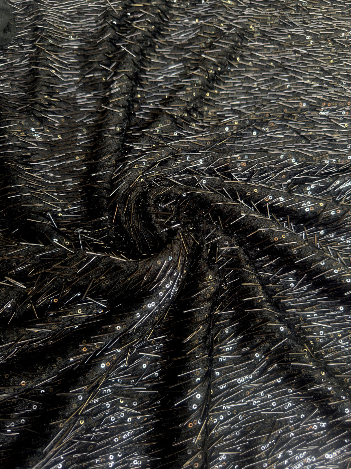 Black Fringe Sequin on Mesh