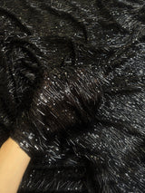 Black Fringe Sequin on Mesh