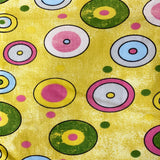 Sphere Circle Print Poly Cotton Fabric - Yellow Circle Print, 59" Width (1 Yard)