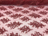 Sequin Lace Fabric With Embroideries On Mesh - 100 Percent Polyester Fabric, Double Scalloped Floral Lace, 51" Width (1 Yard)