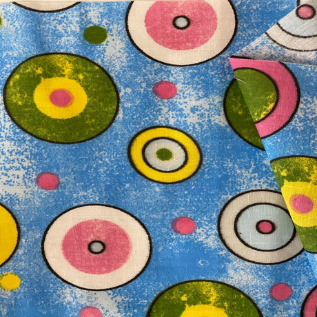 Sphere Circle Print Poly Cotton Fabric - Yellow Circle Print, 59" Width (1 Yard)