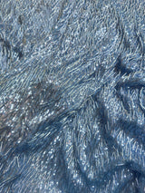 Fringe Sequin on Mesh Sky Blue