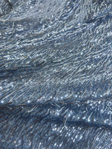 Fringe Sequin on Mesh Sky Blue