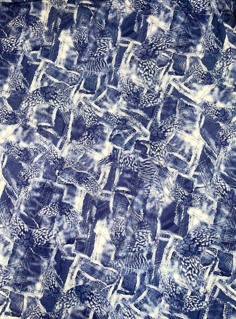 Denim Animal Print Poly-Spandex Stretch Fabric - Blue Animal Print, 60" Width