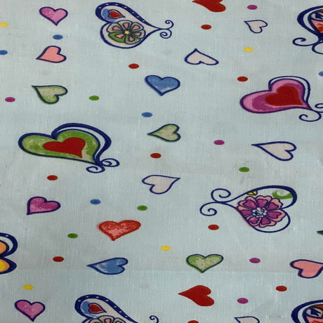 Heart Shape Polka Dot Print Poly Cotton Fabric - Heart Shape Polka Dot Print, 59" Width (1 Yard)