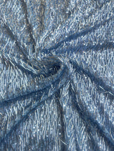 Fringe Sequin on Mesh Sky Blue