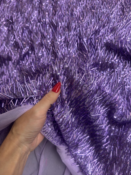 Fringe Sequin on Mesh Lavender