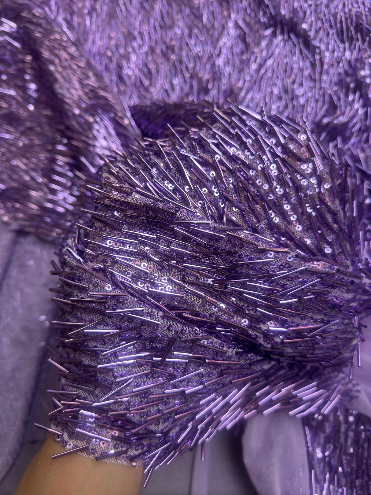 Fringe Sequin on Mesh Lavender