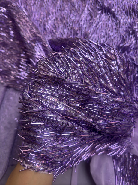 Fringe Sequin on Mesh Lavender